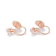 Brass Micro Pave Cubic Zirconia Clip-on Earrings Finding, Long-Lasting Plated, Rose Gold, 13.5x11x7.5mm, Hole: 0.9~1mm(KK-G403-01B-RG)