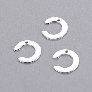 201 Stainless Steel Charms, Letter, Silver Color Plated, Letter.C, 11x10x0.6mm, Hole: 1mm(STAS-L232-007C)