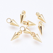 304 Stainless Steel Pendants, Spike/Cone, Golden, 7.5x3mm, Hole: 1.5mm(X-STAS-G214-47G-04)