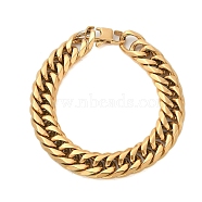 Ion Plating(IP) 304 Stainless Steel Cuban Link Chain Bracelets for Men, Golden, 9-1/2 inch(24cm)(BJEW-B093-03G)