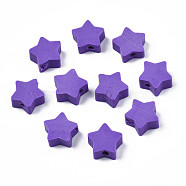 Handmade Polymer Clay Beads, Star, Medium Purple, 8.5~9x9~9.5x4~5mm, Hole: 1.6mm(CLAY-N011-46A-04)
