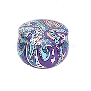 Printed Tinplate Storage Box, for Jewelry & Aromatherapy Candle & Candy Box, Flower Pattern, Colorful, 7.7x5cm(CON-WH0082-008)