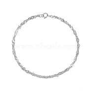 S925 Sterling Silver Singapore Chain Bracelets, with Spring Ring Clasp, Women Fashion Daily Accessory, Silver, 7-1/8 inch(18cm)(HA1105)