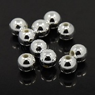 Plating Plastic Acrylic Round Beads, Silver Plated, 14mm, Hole: 2mm, about 300pcs/pound(PACR-L003-14mm-S)