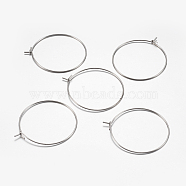 316 Surgical Stainless Steel Hoop Earrings Findings, Wine Glass Charms Findings, Stainless Steel Color, 34.5x30x0.7mm, 21 Gauge(STAS-F149-32P-A)