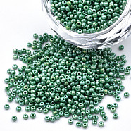 11/0 Czech Opaque Glass Seed Beads, Lustered, Round, Sea Green, 2.2x1.5mm, Hole: 0.7mm, about 500g/bag(SEED-N004-003B-35)