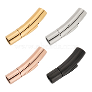 4 Sets 4 Colors 316L Surgical Stainless Steel Bayonet Clasps, with Push Button, Curved Tube, Mixed Color, 30x6.8mm, Hole: 5mm, 1 set/color(STAS-OC0001-17C)