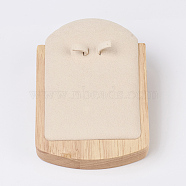 Wood Earring Displays, with Faux Suede, Bisque, 8.8x3.7x12.8cm(EDIS-E024-04B)