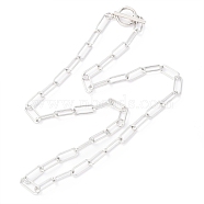 304 Stainless Steel Paperclip Chain Necklaces, with Toggle Clasps, Stainless Steel Color, 20.15 inch(51.2cm), 5.5mm(X-NJEW-H305-10P)