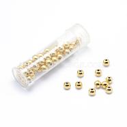 Brass Spacers Beads, Round, Lead Free & Cadmium Free & Nickel Free, Real 18K Gold Plated, 5mm, Hole: 1mm, 50pcs/box(KK-K185-27-5mm-NR)