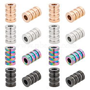 16Pcs 4 Colors 304 Stainless Steel Tube Beads, Grooved, Column, Mixed Color, 9x6mm, Hole: 3mm, 4pcs/color(STAS-UN0055-35)