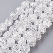 Natural Crackle Crystal Bead Strands, Round, 12~13mm, Hole: 1mm, about 33pcs/strand, 15.5 inch(39.5cm)(G-J376-34-12mm)