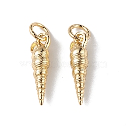 Eco-Friendly Rack Plating Brass Pendants, with Jump Ring, Lead Free & Cadmium Free, Long-Lasting Plated, Conch Charm, Real 18K Gold Plated, 16x4.5x4mm, Hole: 3.5mm(KK-F848-09G)