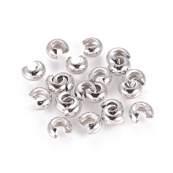 Platinum Color Brass Crimp End Beads Covers for Jewelry Making, Nickel Free, Size: About 4mm In Diameter, Hole: 1.5~1.8mm(X-KK-H290-NFN-NF)