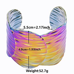 European and American Style 304 Stainless Steel Cuff Bangles for Women, Rainbow Color(OR8331-3)