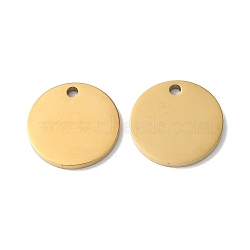 304 Stainless Steel Charms, Stamping Blank Tag, Flat Round Charm, Real 18K Gold Plated, 14x1.3mm, Hole: 1.6mm(STAS-Q308-09I-G)