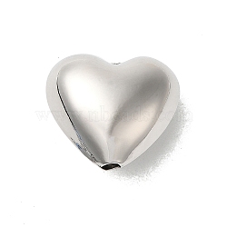 Brass Beads, Lead Free & Cadmium Free, Long-Lasting Plated, Heart, Platinum, 18x20x11mm, Hole: 3mm(KK-H487-02P)