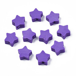 Handmade Polymer Clay Beads, Star, Medium Purple, 8.5~9x9~9.5x4~5mm, Hole: 1.6mm(CLAY-N011-46A-04)