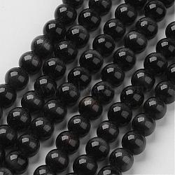 Cat Eye Beads, Round, Black, 6mm, Hole: 1mm, about 66pcs/strand, 14.5 inch/strand(CER33)