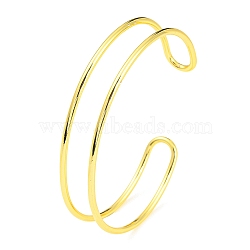 Rack Plating Brass Double Lines Cuff Bangles for Women, Cadmium Free & Lead Free, Real 18K Gold Plated, Inner Diameter: 2-3/8 inch(6cm)(BJEW-M304-01G)