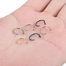 316 Surgical Stainless Steel Clip on Nose Rings, C-Shaped, Stainless Steel Color, Inner Diameter: 8mm, Pin: 0.8mm(WGA7223-01)