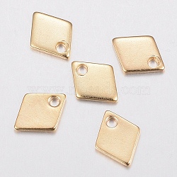 304 Stainless Steel Charms, Rhombus, Golden, 9x7x1mm, Hole: 1.2mm(X-STAS-H436-53)