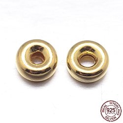 Real 18K Gold Plated Flat Round 925 Sterling Silver Spacer Beads, Golden, 5x2.2mm, Hole: 1.5mm, about 152pcs/20g(STER-M101-10-5mm)