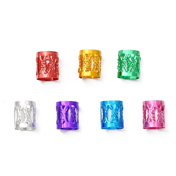 Aluminum Dreadlocks Beads Hair Decoration, Hair Coil Cuffs, Mixed Color, 9x8mm, Hole: 7mm