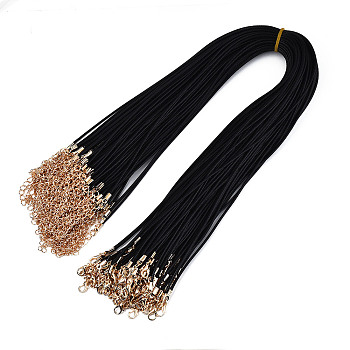 Waxed Cord Necklace Making with Iron Findings, Black, 17 inch, 1.5mm thick