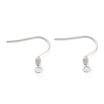 316 Surgical Stainless Steel Earring Hooks, Ear Wire, with Horizontal Loop, Stainless Steel Color, 21mm, Hole: 2mm, 20 Gauge, Pin: 0.8mm
