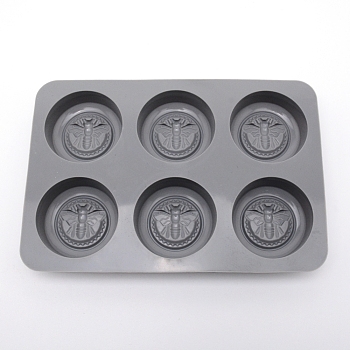 Round Bees Food Grade Silicone Molds, Fondant Molds, For DIY Cake Decoration, Candle, Chocolate, Candy, Soap Making, Gray, 210x143x22.5mm, Inner Diameter: 57mm