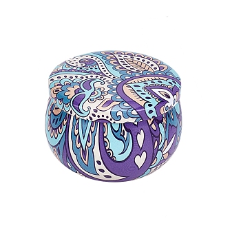 Printed Tinplate Storage Box, for Jewelry & Aromatherapy Candle & Candy Box, Flower Pattern, Colorful, 7.7x5cm