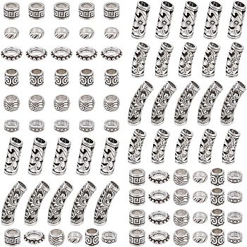 Tibetan Style Alloy Beads, Mixed Shapes, Antique Silver, 12.5x11.5x1.15cm