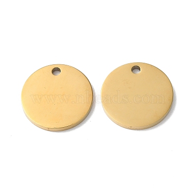 Real 18K Gold Plated Flat Round 304 Stainless Steel Charms