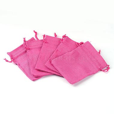 Polyester Imitation Burlap Packing Pouches Drawstring Bags(ABAG-R005-9x12-08)-2