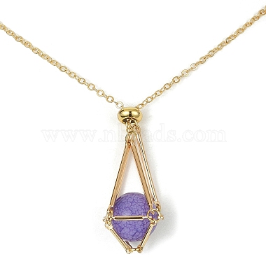 Brass Macrame Pouch Empty Stone Holder for Pendant Necklaces Making(NJEW-TA00112-01)-2