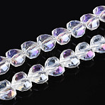 Electroplate Transparent Glass Beads Strands, Heart, Faceted, AB Color Plated, Half Plated, Clear AB, 15x13x8.5mm, Hole: 1mm, about 50pcs/strand, 23.62 inch(60cm)(EGLA-B012-AB10)