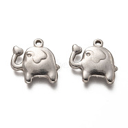 201 Stainless Steel Pendants, Elephant, Stainless Steel Color, 17x18x3mm, Hole: 1.6mm(X-STAS-H125-46P)
