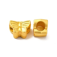 Rack Plating Alloy European Beads, Large Hole Beads, Butterfly, Matte Gold Color, 9x12.5x8.5mm, Hole: 5mm(PALLOY-K255-03MG)