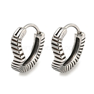 316 Surgical Stainless Steel Hoop Earrings, Groove, Antique Silver, 14x3~5.5mm(EJEW-D096-09M-AS)