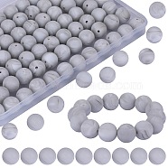 80Pcs Round Silicone Focal Beads, Chewing Beads For Teethers, DIY Nursing Necklaces Making, Gainsboro, 15mm, Hole: 2mm(SIL-SZ0001-24-21)