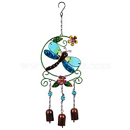 Glass Wind Chime, Art Pendant Decoration, with Iron Findings, for Garden, Window Decoration, Dragonfly, 510x160mm(PW23050384332)