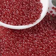 MIYUKI Round Rocailles Beads, Japanese Seed Beads, 8/0, (RR166) Transparent Ruby Luster, 3mm, Hole: 1mm, about 2111~2277pcs/50g(SEED-X0055-RR0166)