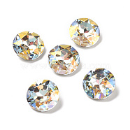 Light AB Style Glass Rhinestone Cabochons, Pointed Back & Back Plated, Faceted, Flat Round, Light Crystal AB, 18x7.3mm(RGLA-J033-D-001LA)