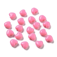 Opaque Acrylic Beads, Two Tone, Heart, Hot Pink, 9x10x5mm, Hole: 1.5mm(OACR-Q196-11B)