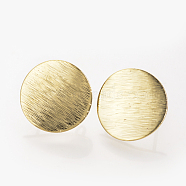 Ear Stud Findings, with Loop, Nickel Free, Real 18K Gold Plated, Flat Round, 15mm, Hole: 2mm, Pin: 0.8mm(KK-T020-32G)
