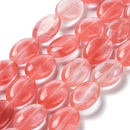 Cherry Quartz Glass Beads Strands, Flat Oval, 17.5~18x12.5~13x6mm, Hole: 1.2mm, about 22pcs/strand, 15.55''(39.5cm)(G-L164-A-35)