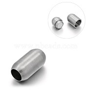 Matte 304 Stainless Steel Barrel Magnetic Clasps with Glue-in Ends, Stainless Steel Color, 19x10mm, Hole: 6mm(STAS-E089-06C)