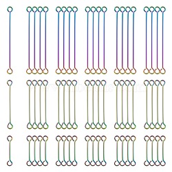 60Pcs 3 Style Ion Plating(IP) 304 Stainless Steel Eye Pins, Double Sided Eye Pins, Rainbow Color, 22 Gauge, 16~36x0.6mm, Hole: 1~1.5mm, 20pcs/style(STAS-LS0001-62MC)