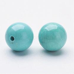 Natural Magnesite Beads, Dyed & Heated, Half Drilled, Round, Turquoise, 8~8.5mm, Hole: 1mm(G-P212-8mm)